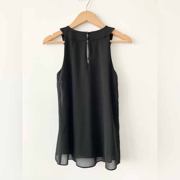 BCX Gold Jewel Beaded Halter Keyhole Neck Sleeveless Tank Blouse Flowy Black XXS - Picture 2 of 9